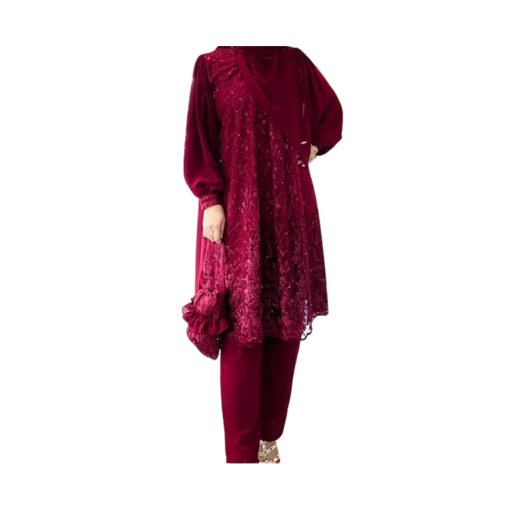 Vallina Outfit Lexi One Set Brokat Long Tunic