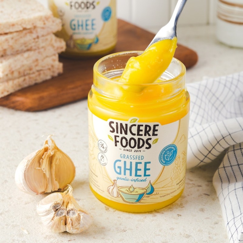 SINCERE FOODS Grassfed Ghee Garlic Infused 4