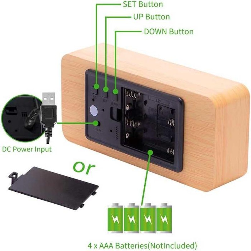 Jam Weker Alarm Digital Kayu 5