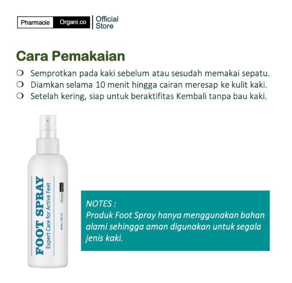 Anvita Pharma Indonesia PHARMACIE ORGANI.CO FOOT SPRAY