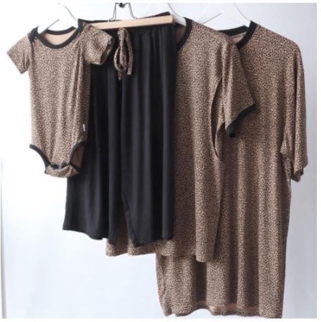  Brown Leopard Piyama Nursing Wear Set