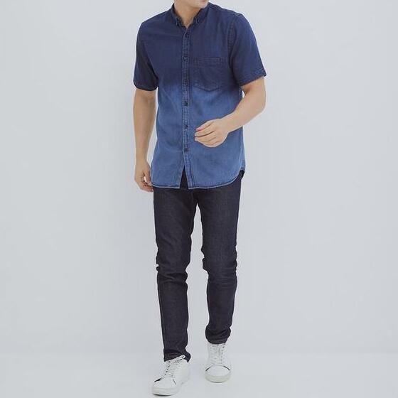 Hillboss Jeans Hillboss Casual Denim Shirt Two Tone DS005