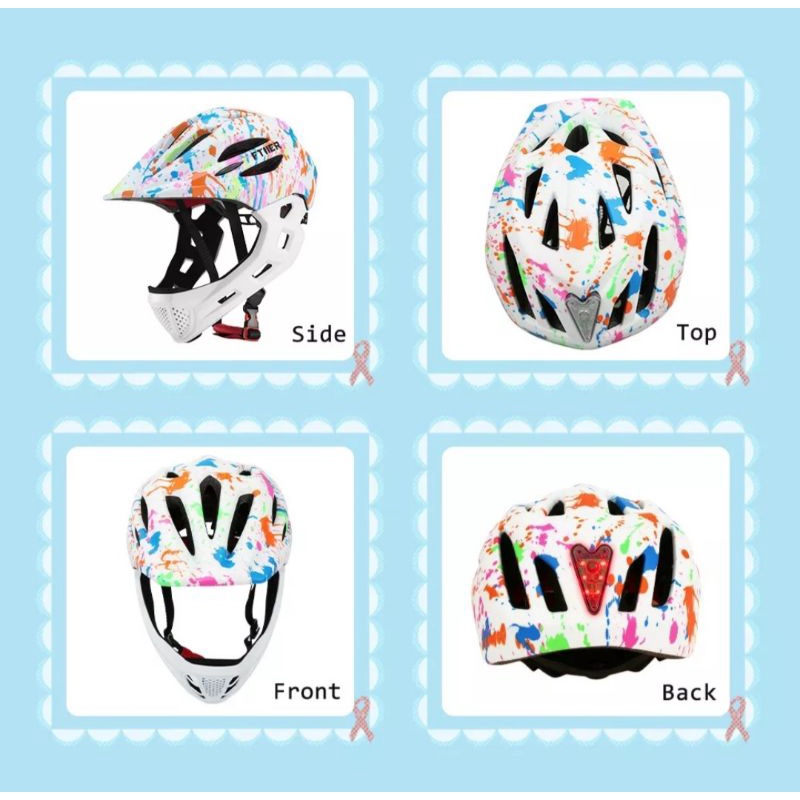  Ftiier Helm Sepeda Anak Full Face 2 in 1