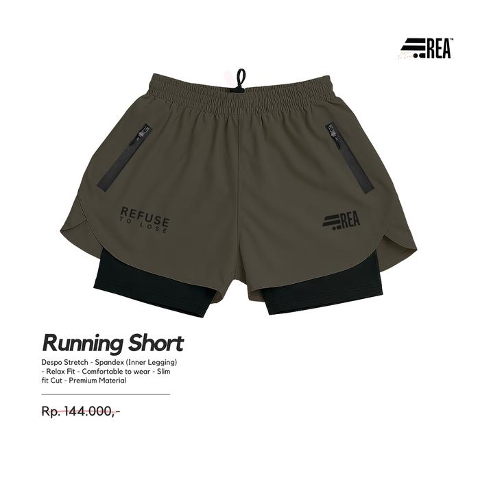  REA ACTIVEWEAR Running Short 2in1 Olive Edition