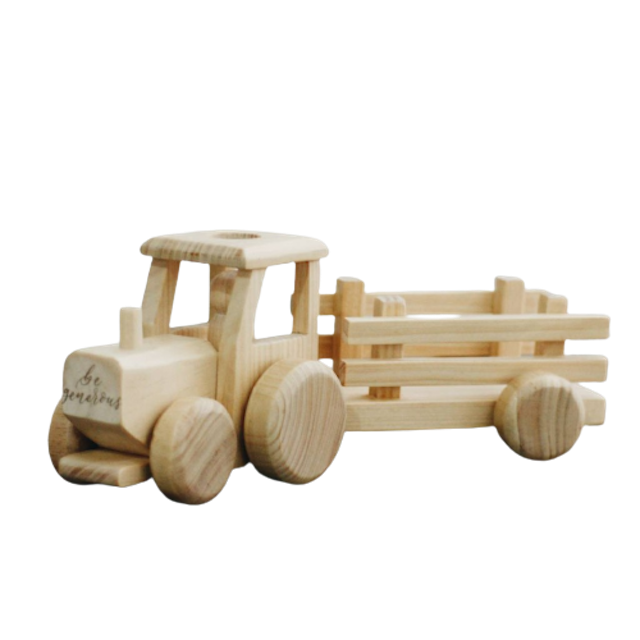 Wooden Tractor Wagon with Peg Doll