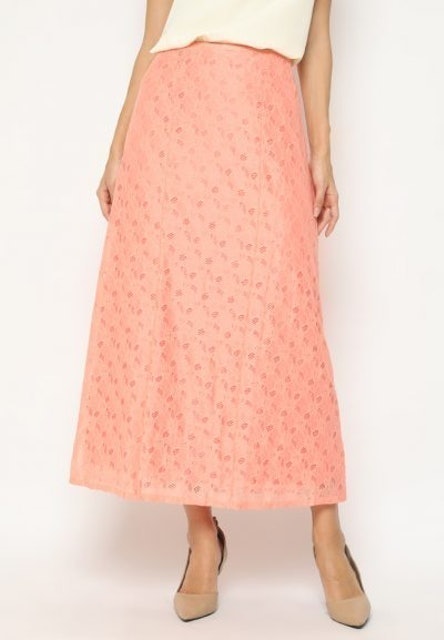 Lace Long Skirt Peach 5