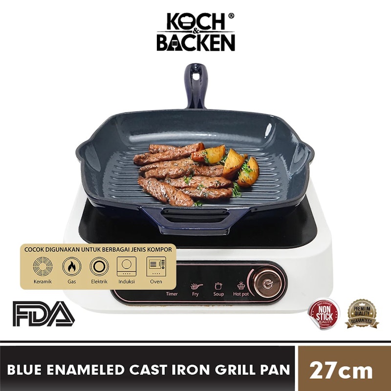 Koch&Backen Cast Iron Enamel Grill Pan 5