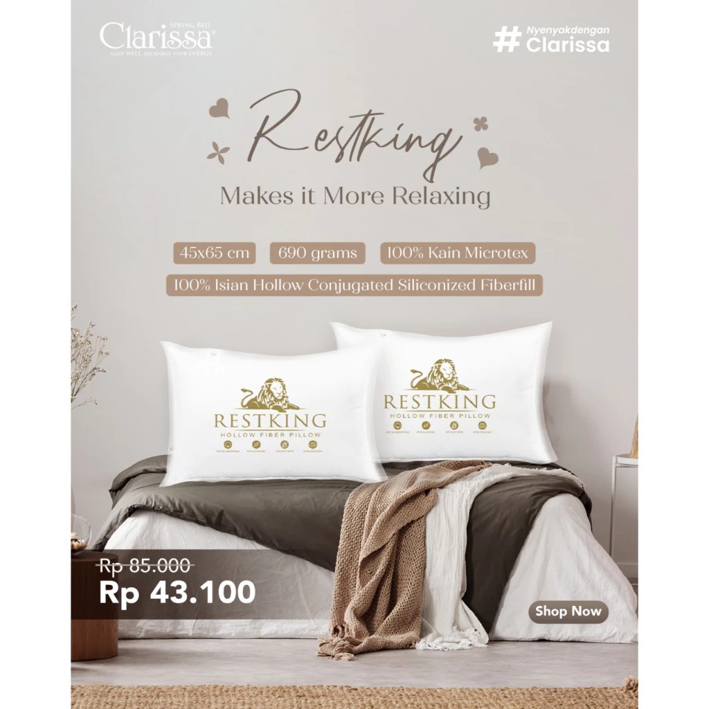 Megah Jaya Beddingindo Restking Hollow Fiber Pillow