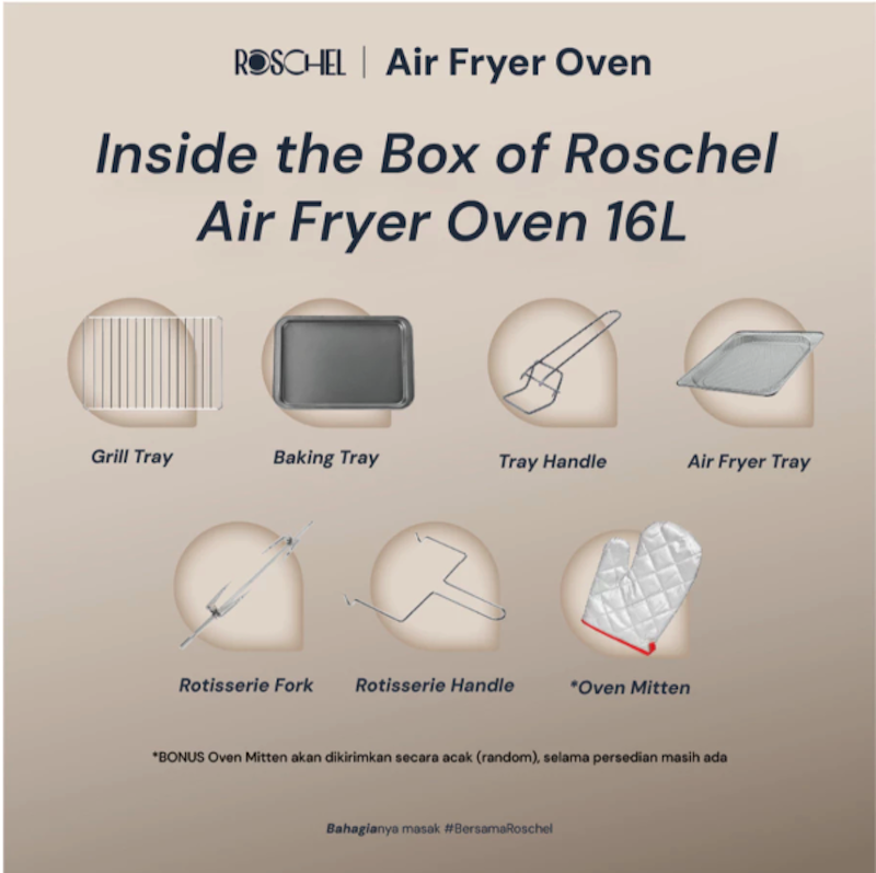 Roschel Air Fryer Oven with Rotisserie 5 in 1 5