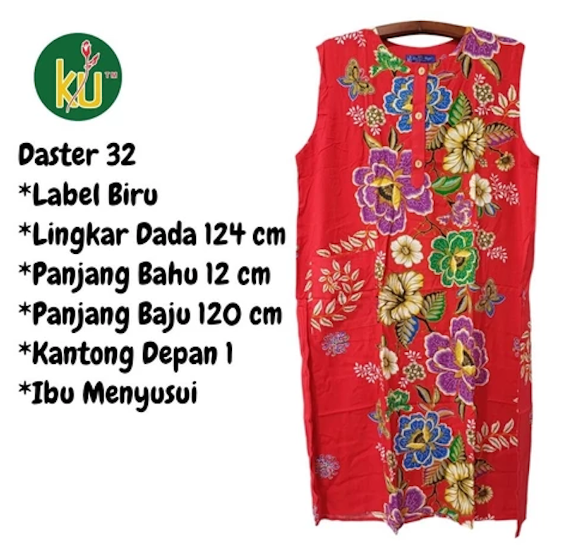 Batik Kencana Ungu Daster 32 Label Biru Tanpa Lengan 2