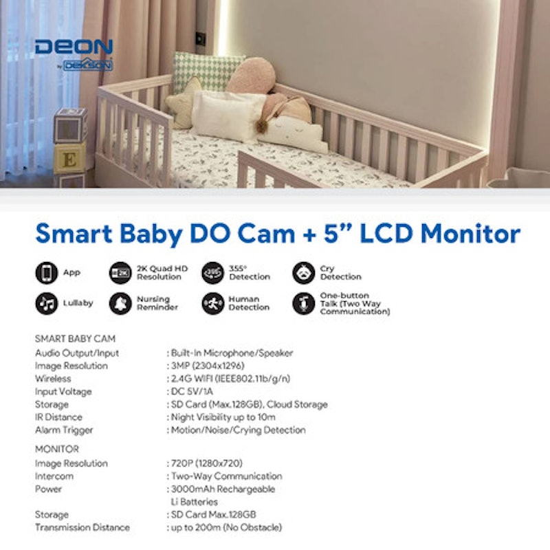 DEON Smart Baby DO Cam + 5" LCD Monitor 4