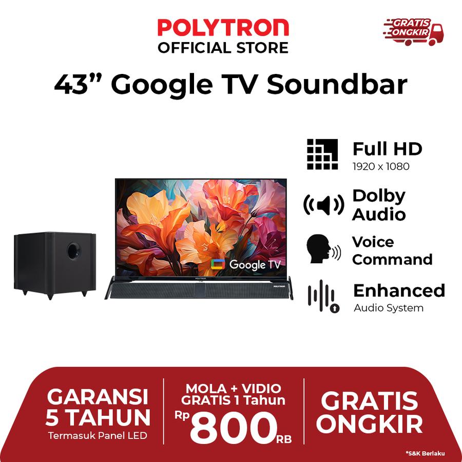 Hartono Istana Teknologi Polytron Smart Cinemax Google TV 43 inch PLD 43BG9058