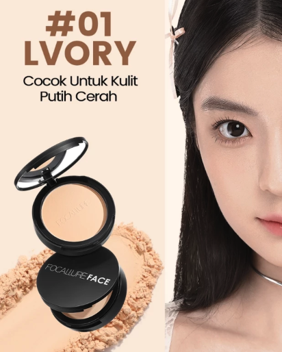 FOCALLURE Oil-control Pressed Powder #01 Lvory 2