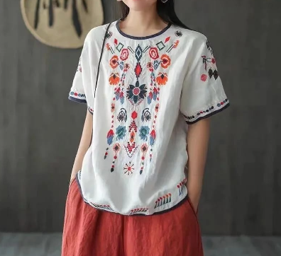  Atasan Lengan Pendek Divya Blouse Bohemian Bordier Etnic 3