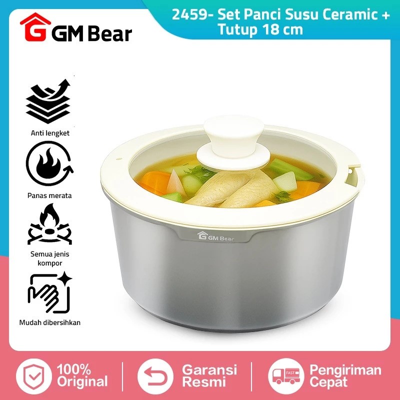 GM Bear Set Panci Susu Keramik dengan Tutup  2459
