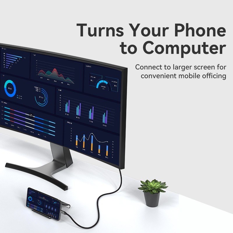 Vention Indonesia Vention USB C to HDMI 4K 60Hz with HDCP 2.2 Metal Cotton Braided Gray CRB