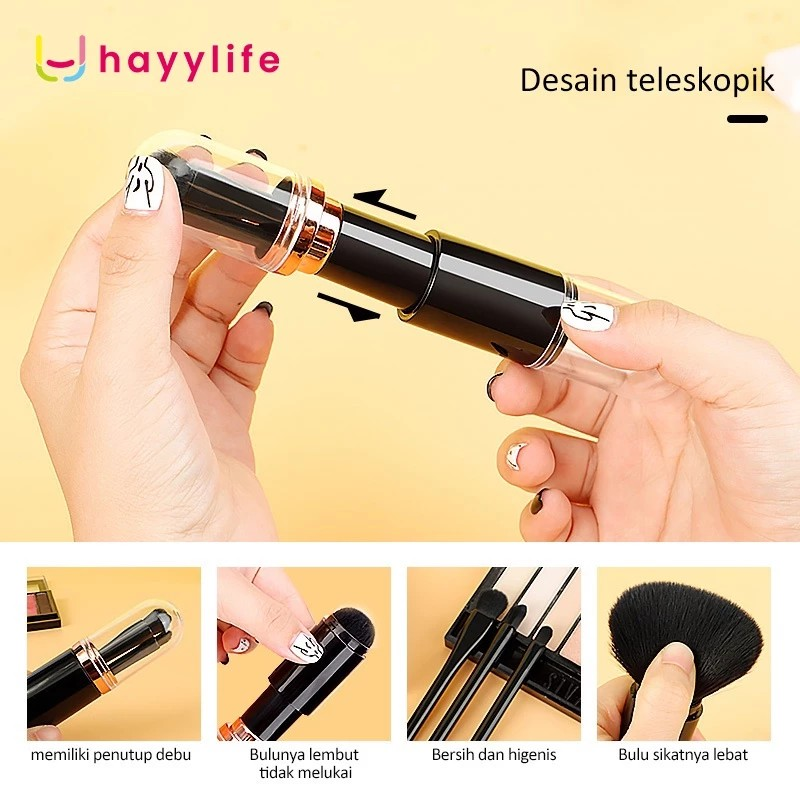 HAYYLIFE Portable Telescopic Brush Makeup 4 pcs 2