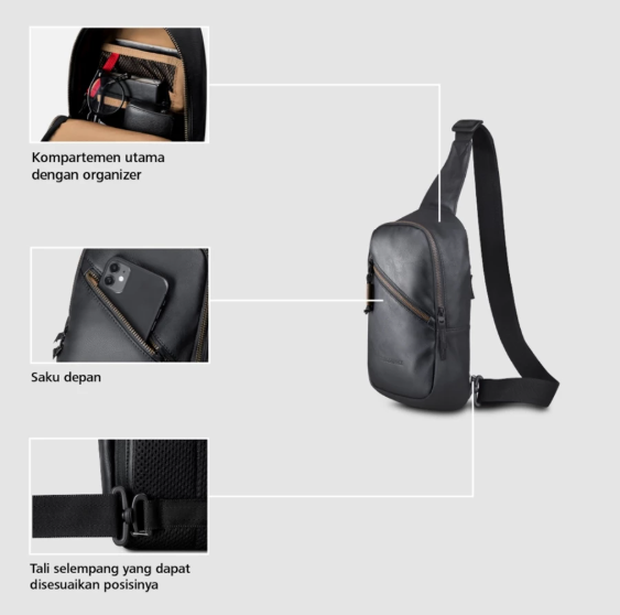 Eksonindo Multi Product Industry Bodypack Weston 2.0 Emboss Sling Bag Hitam