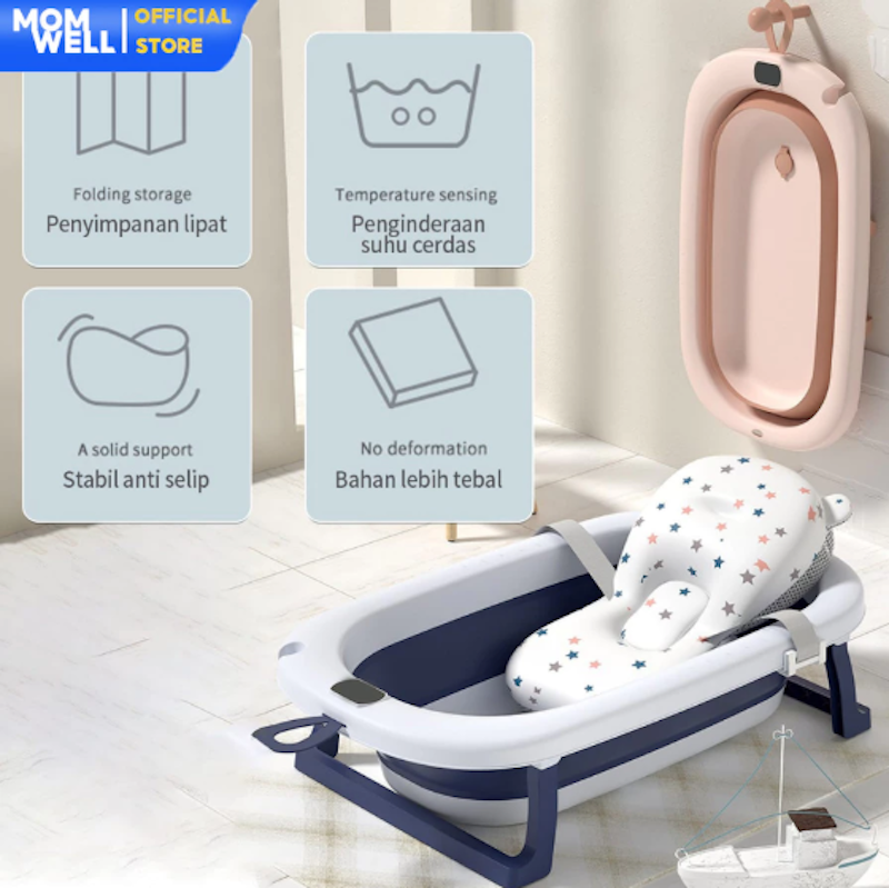 Momwell Foldable Baby Bath Tub with Pillow 2