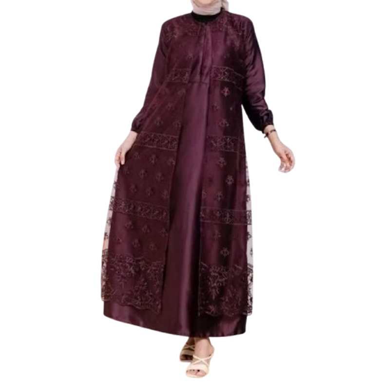 Gamis Brukat Tille Sapto Roberto Burgundy 1