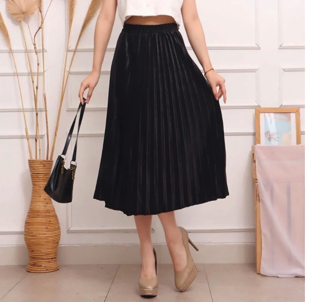  Threelook Rok Plisket Bludru Velvet Premium 7/8 