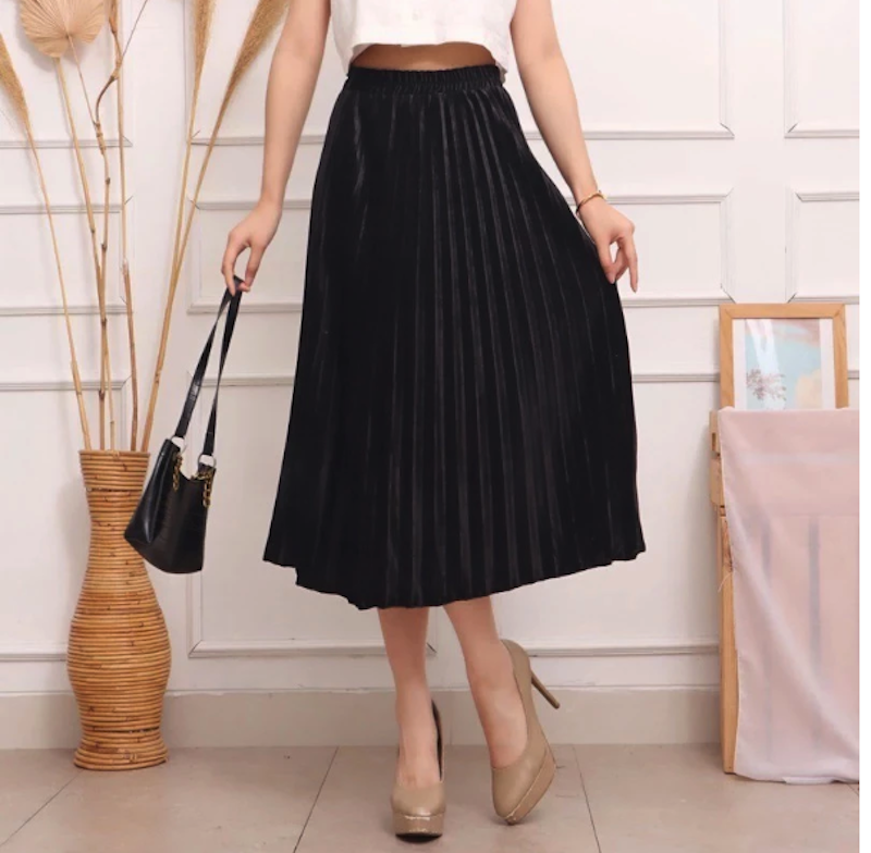 Threelook Rok Plisket Bludru Velvet Premium 7/8 4