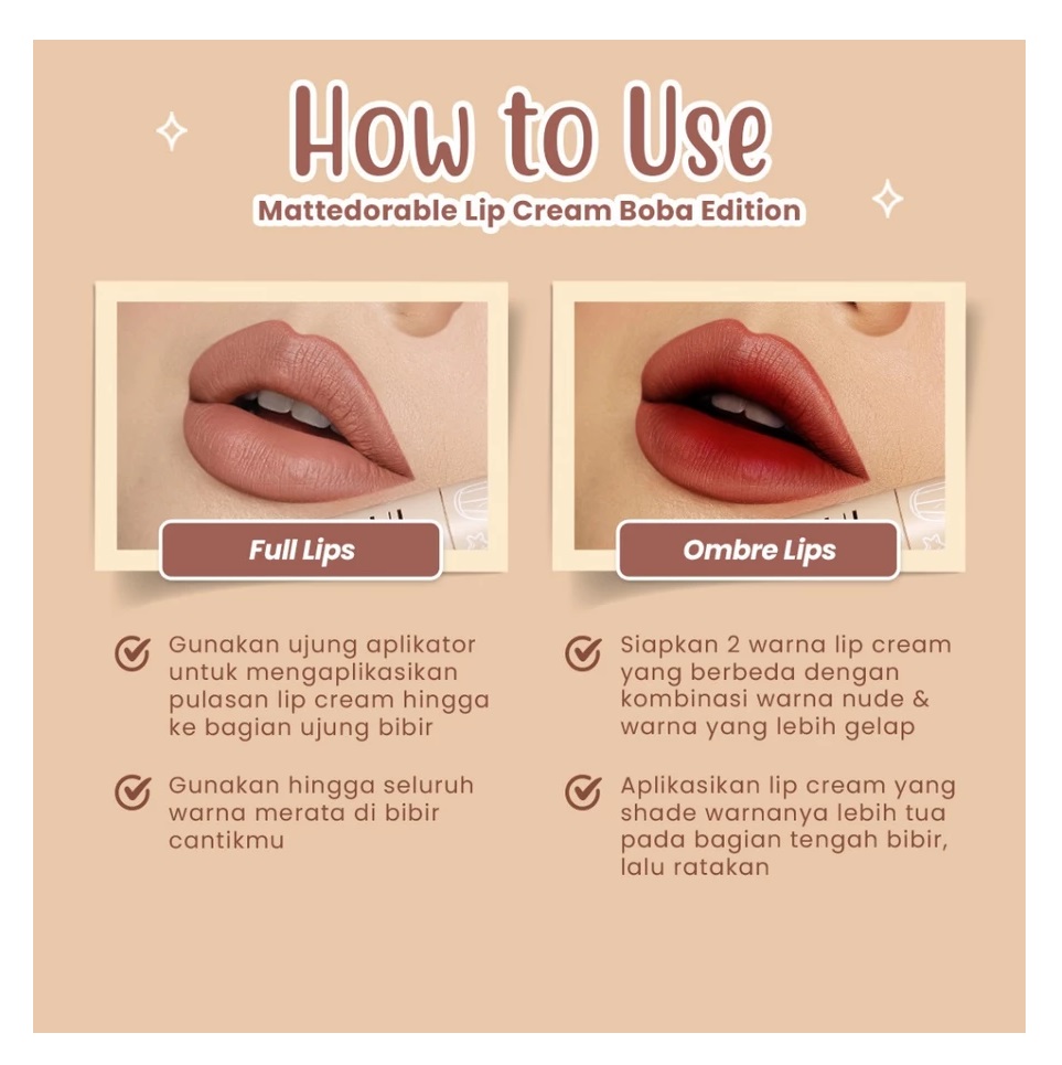 Eka Jaya Internasional Hanasui  Mattedorable Lip Cream Boba Edition 01 Forest Berry