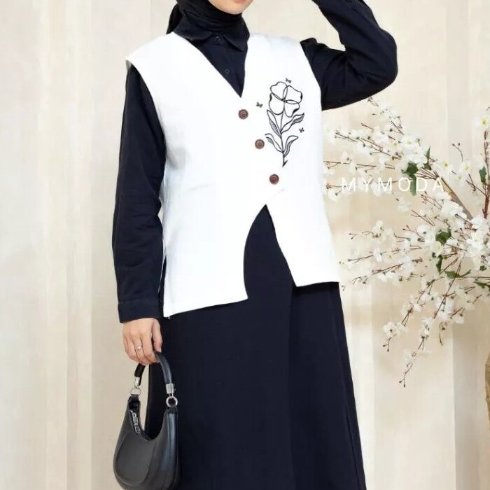  Mymoda Vest Bordir Katun Linen 579 