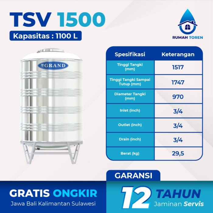 Tedmond Group Grand Tangki Air Stainless  TSV1500 