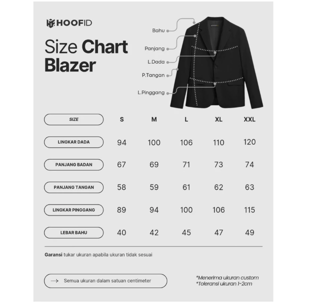  HOOF Blazer Pria Hitam Semi Wool