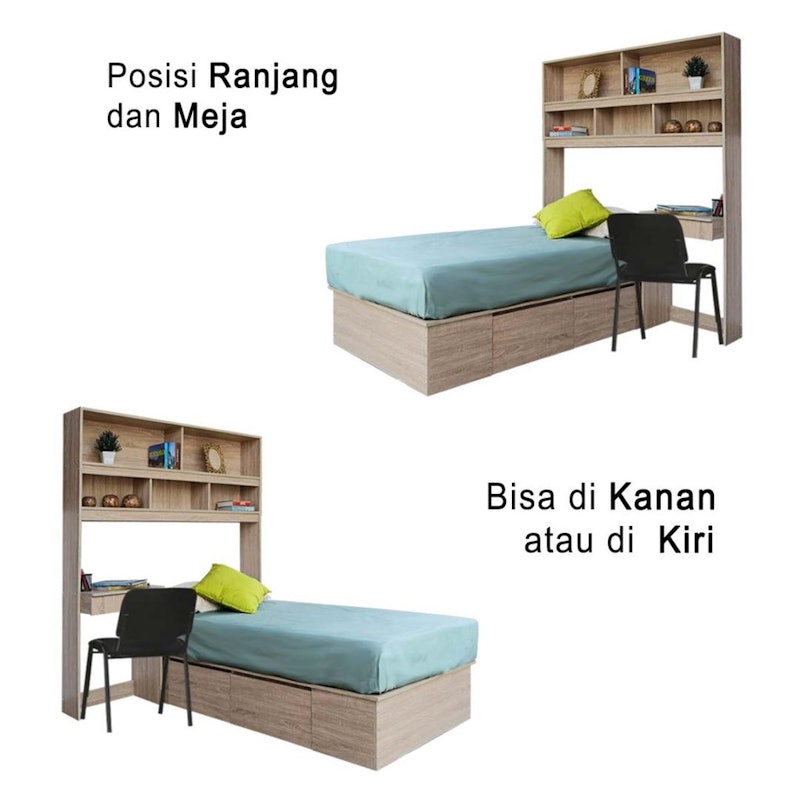 Kirana Washington Set Ranjang & Meja Belajar & Rak Buku 3