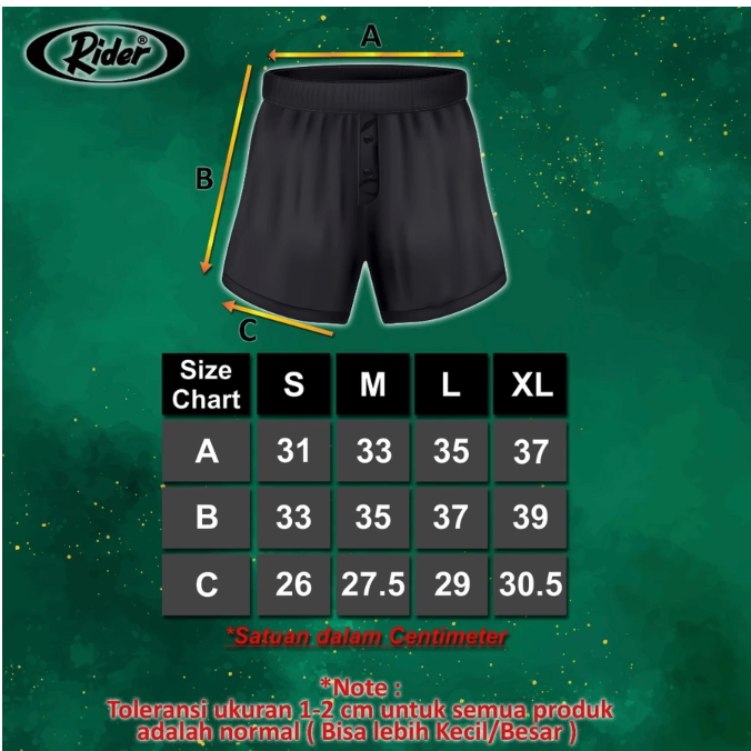 Mulia Knitting Factory Rider Premium Boxer Pria Hitam R812BHT