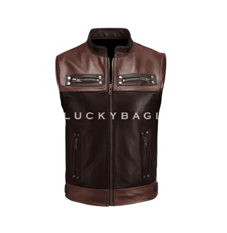LUCKYBAGI Men's Synthetic Leather Vest 1