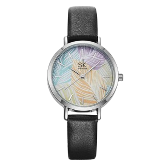 Jam Tangan Wanita Analog Tali Kulit Quartz Korean