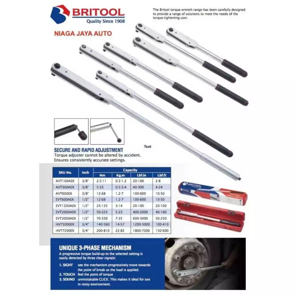 Mitra Dua Nusantara Britool Adjustable Torque Wrench EVT600A