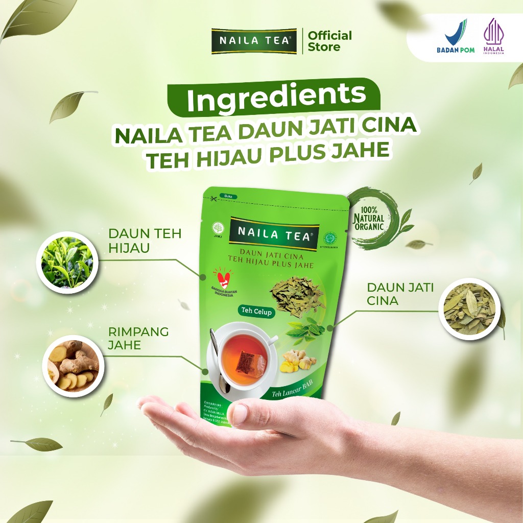 Naila Tea Daun Jati Cina Teh Hijau Plus Jahe  2