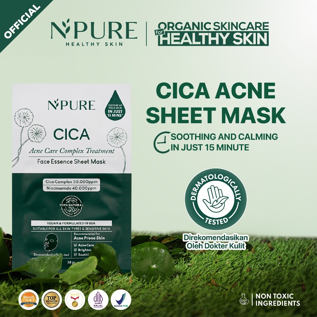 Penta Natural Kosmetindo N'PURE Cica Face Sheet Mask