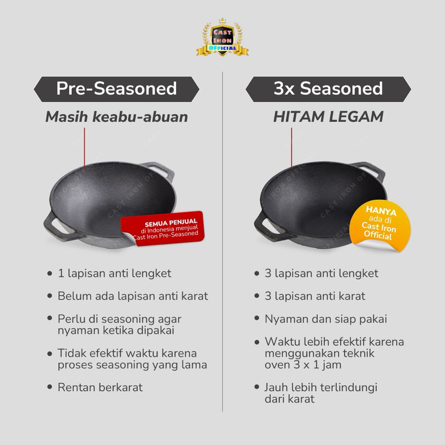  Cast Iron Official Cast Iron Wok 24 cm