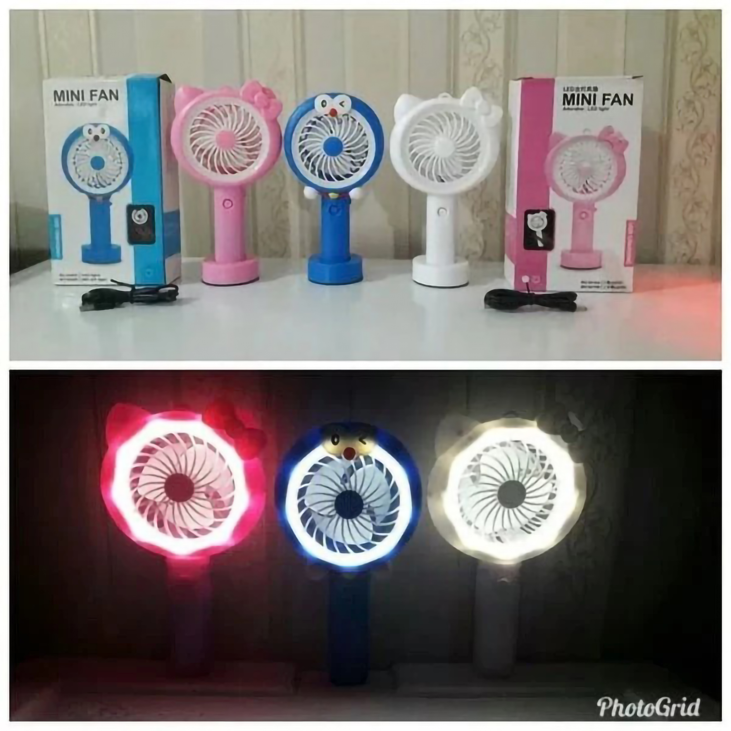  Kipas Angin Tangan Karakter + Lampu LED   SX-109