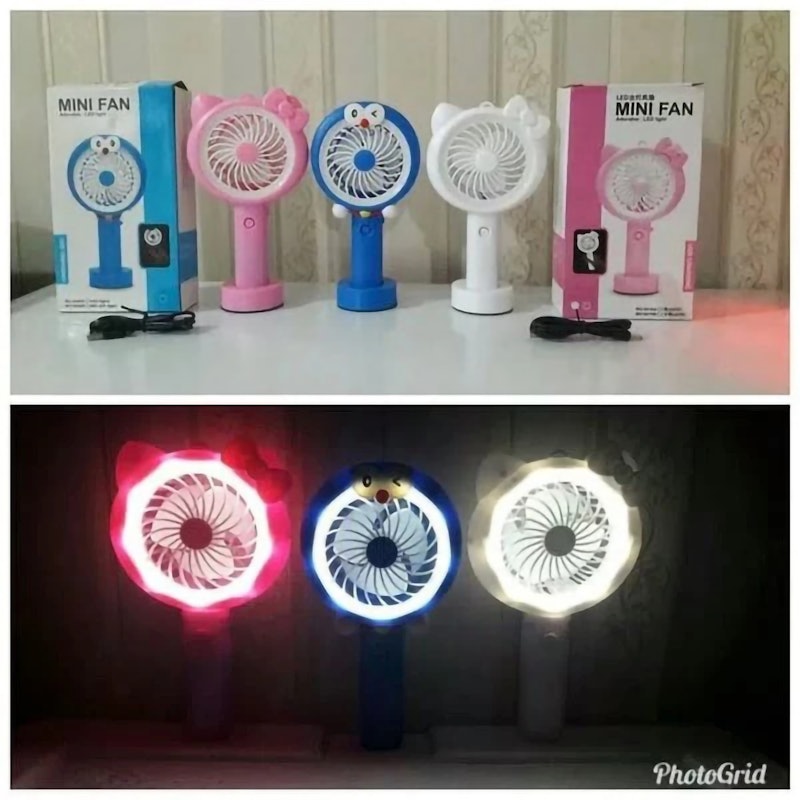 Kipas Angin Tangan Karakter + Lampu LED 5