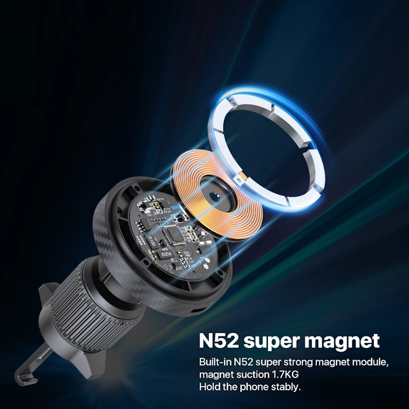 KiiP Magnetic Wireless Fast Charging Car Phone Holder 2