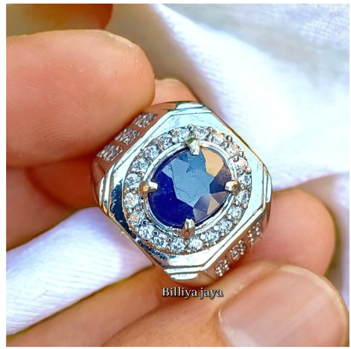Cincin Batu Natural Blue Sapphire Srilanka + Memo 2