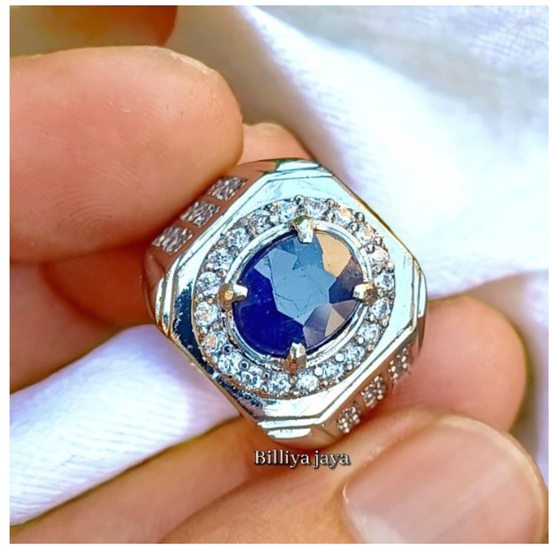 Cincin Batu Natural Blue Sapphire Srilanka + Memo 2
