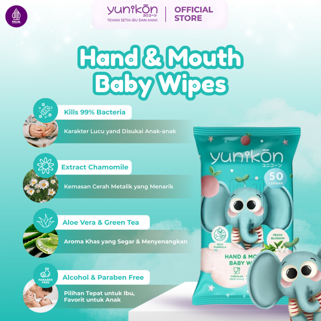 Yunikon Peach Blossom Hand & Mouth Baby Wipes