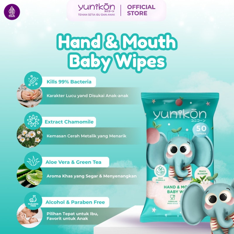 Yunikon Peach Blossom Hand & Mouth Baby Wipes 3