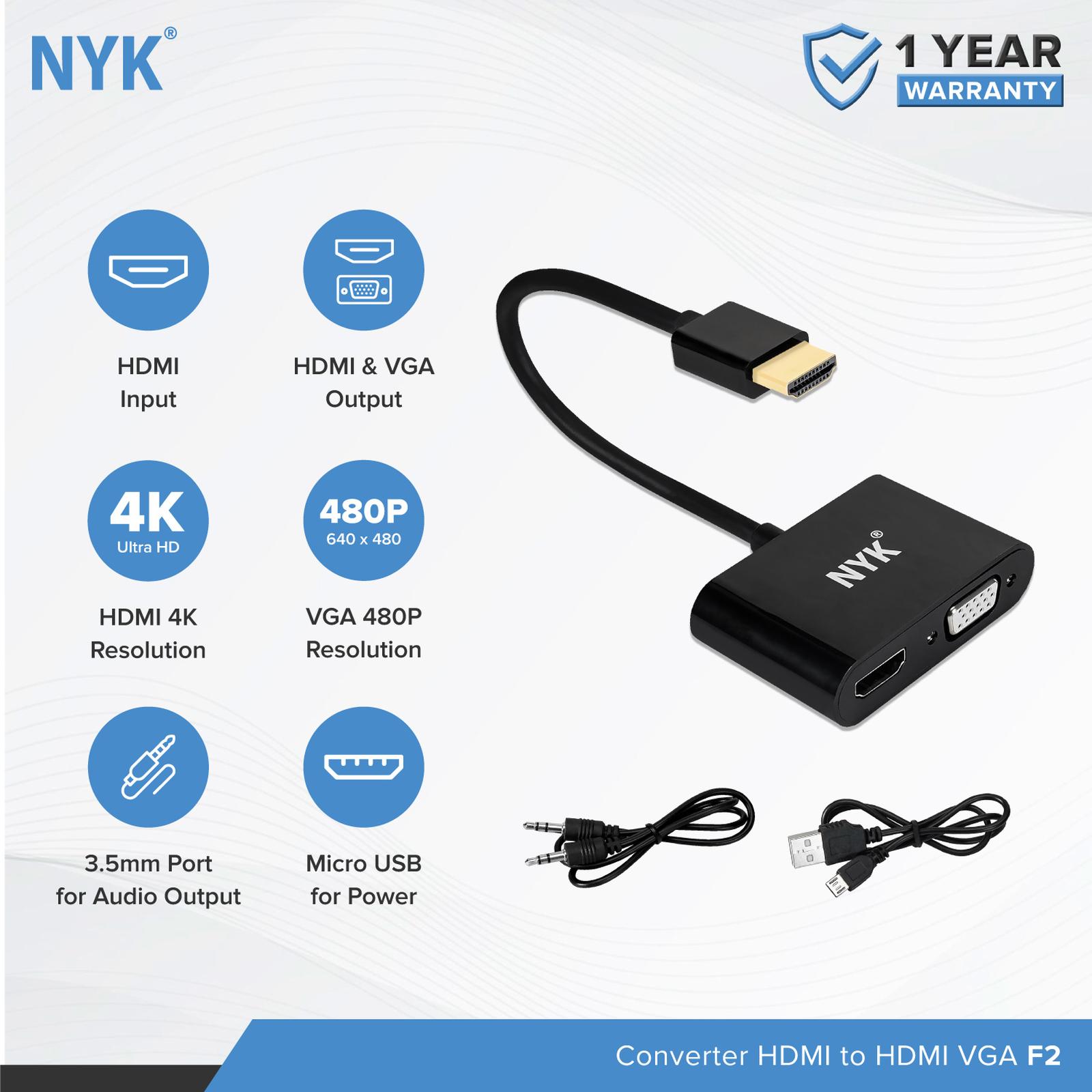  NYK Converter HDMI to HDMI VGA F2