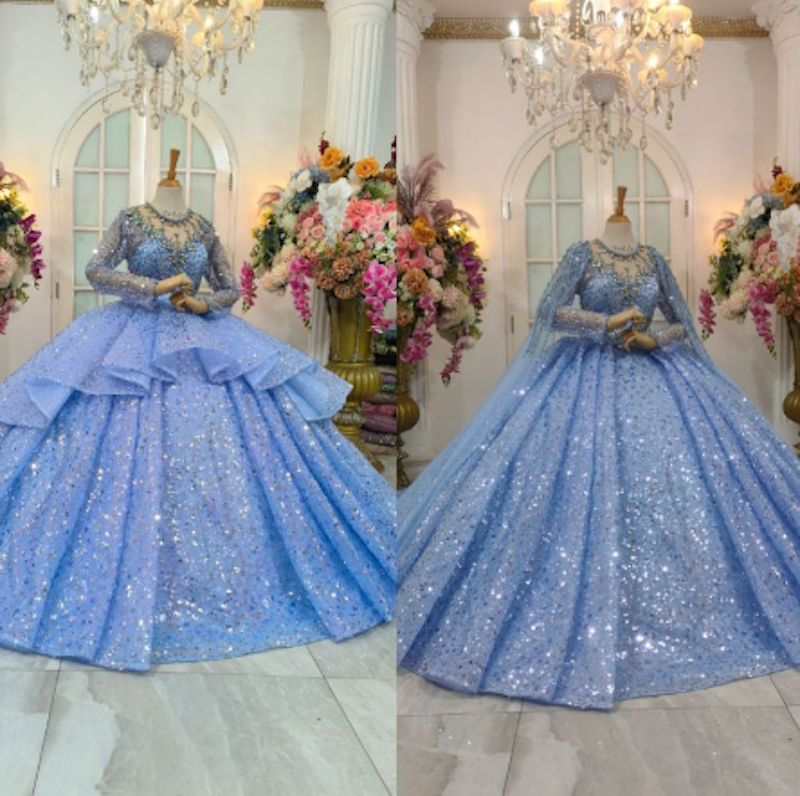 Gaun Pengantin Barbie Gotik Mewah Berekor 3