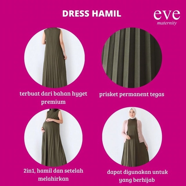 Eve Maternity Baju Hamil Pesta Dress Plisket FDD030