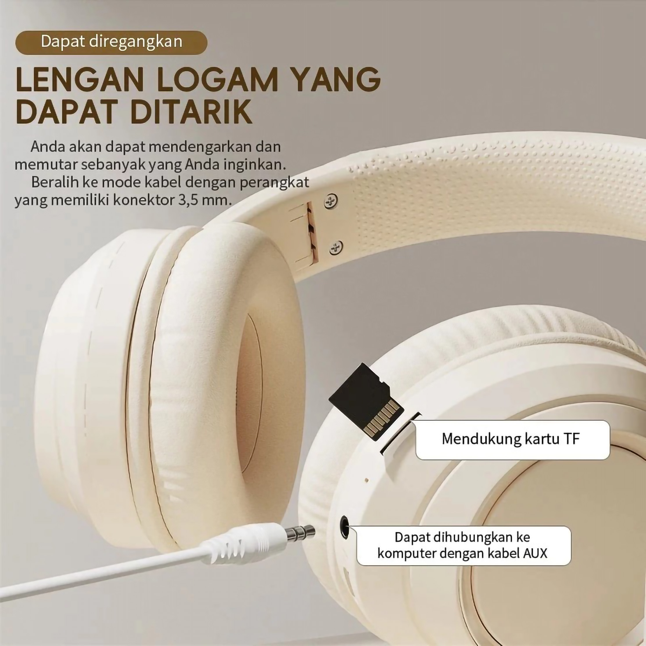Aidai Indonesia Jaya Vantron Foldable Wireless Bluetooth Headphone M6
