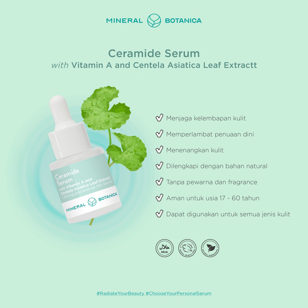 Mineral Botanica Ceramide Serum with Vitamin A and Centella asiatica Leaf Extract